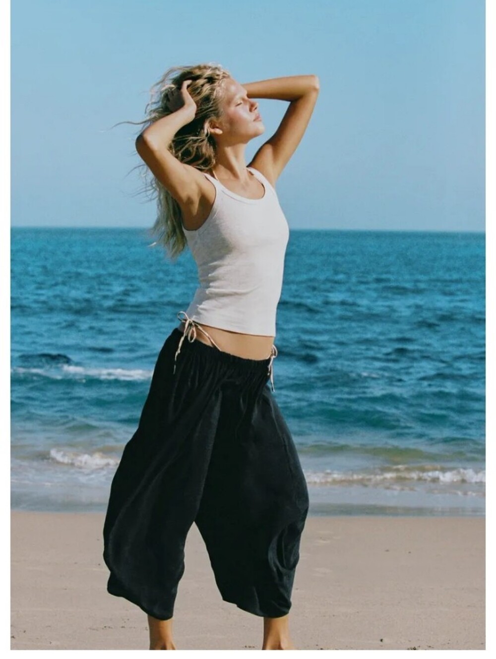Zara Flowy Lightweight Boho Lagenlook Beachy Volume Pants Sz-L